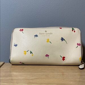 Kate Spade Cream Clutch with Colorful Floral Accents